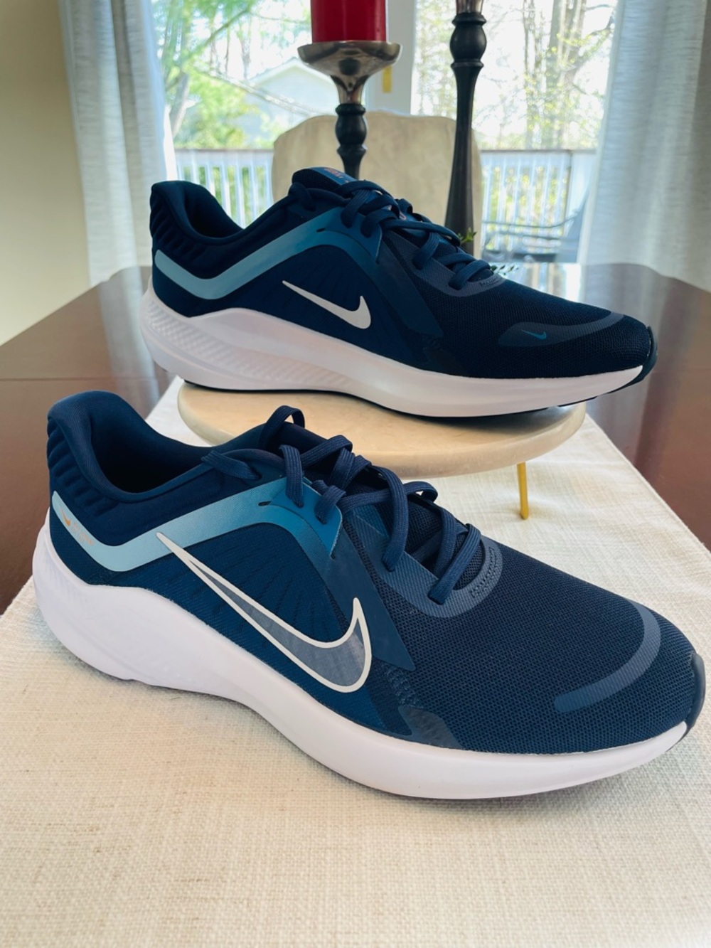 Nike Men's Quest 5 Navy Blue White Athletic Running Shoes Sneakers Trainers New